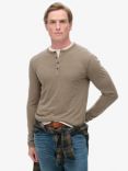 Superdry Long Sleeved Jersey Grandad Top, Walnut Brown