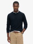 Superdry Vintage Textured Cotton Grandad Top, Eclipse Navy, Eclipse Navy