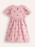 Mini Boden Kids' Embroidered Sweatshirt Dress, Vintage Pink Pups