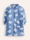 Mini Boden Kids' Cotton Utility Shirt Dress, Denim Dogs