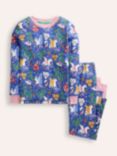 Mini Boden Kids' Glow-in-the-Dark Snug Pyjamas, Bluejay Unicorn