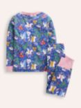 Mini Boden Kids' Glow-in-the-Dark Snug Pyjamas, Bluejay Unicorn