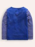 Mini Boden Kids' Cotton Applique Long Sleeve T-Shirt, Bluejay Hedgehog