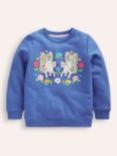 Mini Boden Kids' Applique Sweatshirt, Bluejay Blue Unicorn