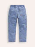 Mini Boden Kids' Embroidered Pull On Trousers, Blue