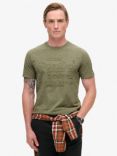 Superdry Embossed Graphic Cotton Blend T-Shirt, Hushed Olive Grit