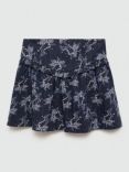 Mango Kids' Pico Floral Skirt, Navy