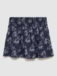 Mango Kids' Pico Floral Skirt, Navy