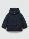 Mango Kids' Husky Diamond Quilted Jacket, Navy