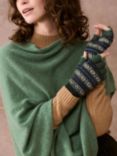 Brora Folk Cashmere Fingerless Gloves, Pine