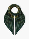 Brora Wool Circle Star Print Square Scarf, Mallard/Ochre