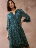 Brora Embroidered Silk Dress, Green/Multi