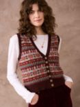 Brora Fair Isle Wool Sleeveless Cardigan, Multi