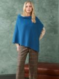 Brora Cashmere Gauze Poncho, China Blue