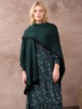 Brora Contrast Trim Cashmere Cape, Pine