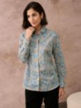 Brora Liberty Organic Cotton Tana Lawn Shirt, Periwinkle Bouquet