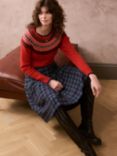 Brora Textured Plaid Check Wool Blend Skirt, Thunder