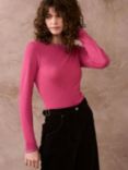 Brora Lace Trim Scoop Neck Top, Rhubarb