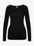 Brora Lace Trim Scoop Neck Top, Black