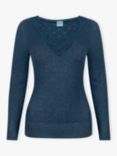 Brora Lace Trim V-Neck Top, Teal