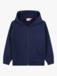 HUGO Kids' Fleece Back Brushed Zip Hoodie, Medieval Blue