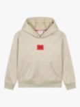 HUGO Kids' Logo Hoodie, Beige Grey