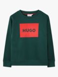 HUGO Kids' Logo Sweatshirt, Rain Forest