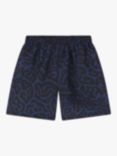 HUGO Kids' Cheetah Print Swim Shorts, Medieval Blue