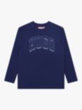 HUGO Kids' Logo Long Sleeve T-Shirt, Medieval Blue