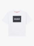 HUGO Kids' Logo T-Shirt, White/Navy