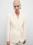 Mango Bianca Belted Blazer, Cream