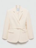 Mango Bianca Belted Blazer, Cream