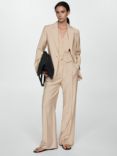 Mango Clavel Pinstripe Blazer, Beige