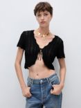 Mango Spicy Crop Knit Top, Black