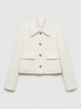 Mango Delta Tweed Jacket, Light Beige