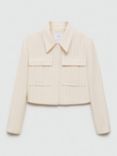 Mango Geranio Stripe Linen Blend Jacket, Light Beige