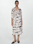 Mango Alexia Stripe Shirt Dress, White/Black