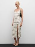 Mango Azar Brushed Polka Dot Slip Dress, Ivory/Black