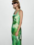 Mango Aqua Ombre Drape Dress, Green/Multi