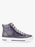 Moda in Pelle Annaken Leather Zip Detail Hi-Top Trainers, Grey