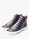 Moda in Pelle Annaken Leather Zip Detail Hi-Top Trainers, Grey