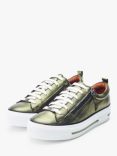 Moda in Pelle Filician Metallic Leather Zip Detail Trainers, Green