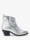 Moda in Pelle Maevie Leather Western Ankle Boots, Silver