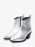 Moda in Pelle Maevie Leather Western Ankle Boots, Silver