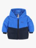 BOSS Baby Two-Tone Hooded Down Puffer Jacket, Bright Cobalt