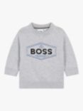 HUGO BOSS Baby Logo Cotton Jumper, Grey