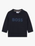 BOSS Baby Logo Cotton Sweatshirt, Navy