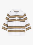 BOSS Baby Stripe Long Sleeve Polo Shirt, White/Multi