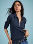 Baukjen Easy Zip Collar Organic Cotton Top, Classic Navy