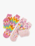 totes Kids' Unicorns & Zig Zag Stripes Slipper Socks, Pack of 2, Multi